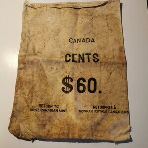 Royal Canadian Mint Money Bag Vintage Thick Canvas Canada 1 Cents $60